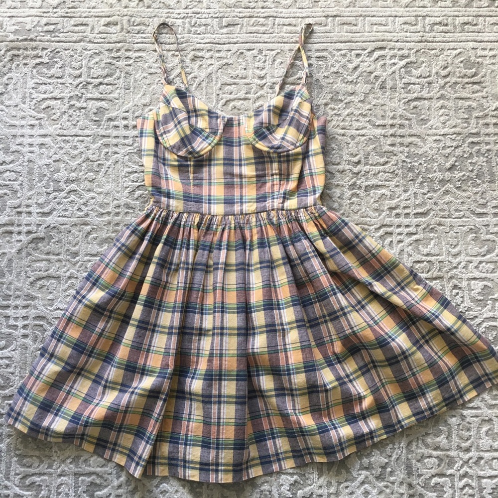 French Connection, plaid, XS pleated dress